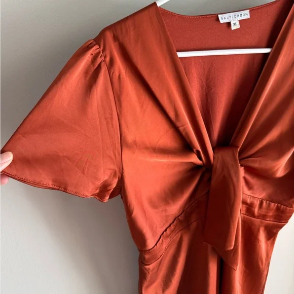 Baltic Born Poppy Satin Midi Dress - Rust Burnt Orange - Size Extra Large XL - Picture 6 of 14